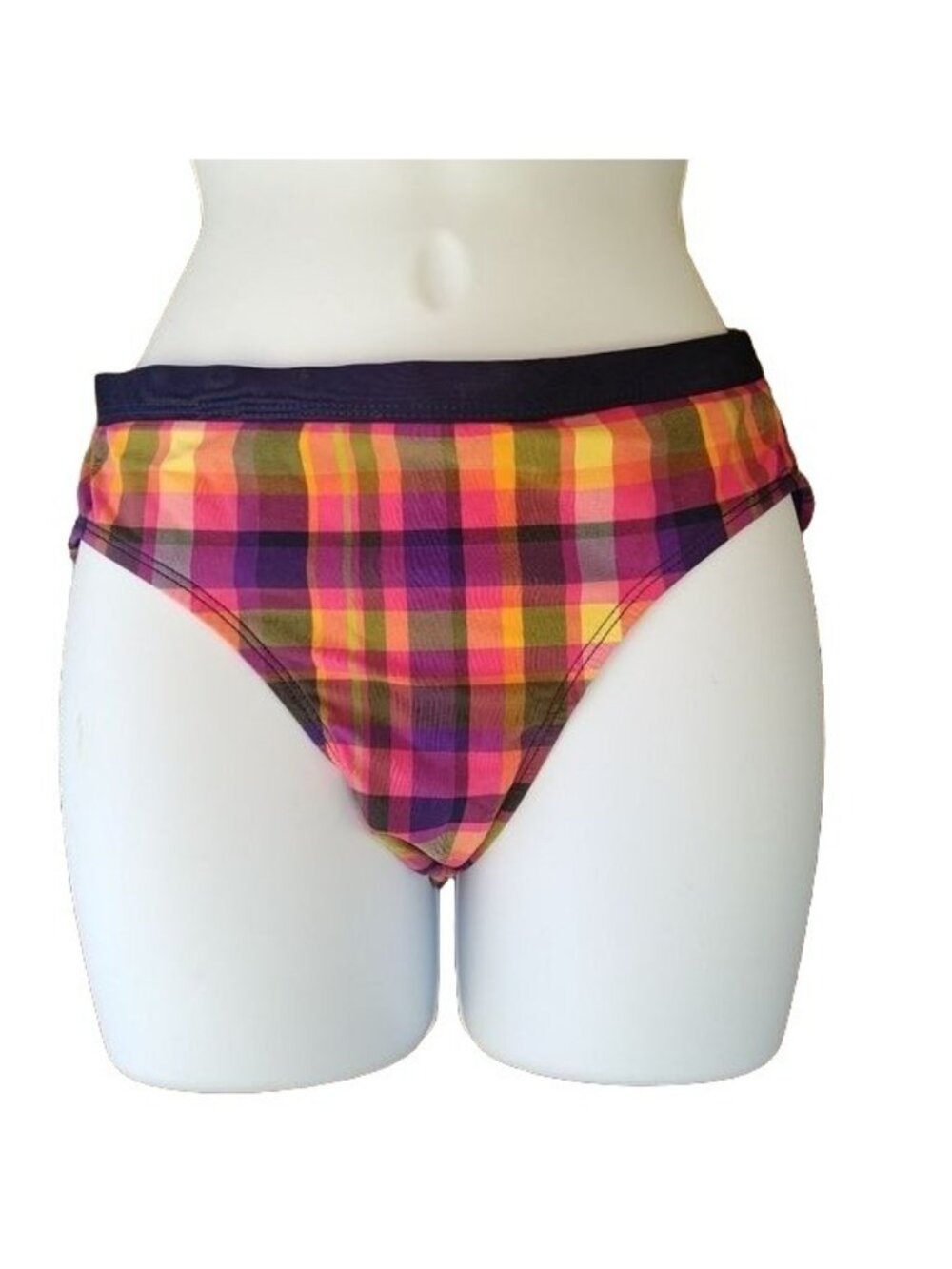 Isaac Mizrahi For Target Women's Small Plaid Bikini Set Bandeau Knot Swim Preppy - Picture 3 of 10